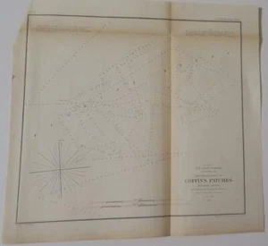 1854 U S Coast Survey Map,Chart of Coffin's Patches,Florida Reefs, Bottom Depths - Picture 1 of 4