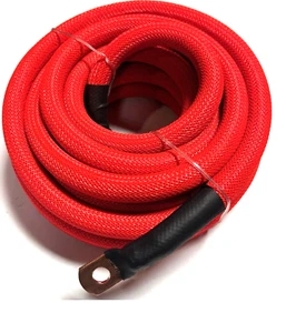 15ft 1/0 Gauge RED Hand Braided Sleeve OFC Wire Strands Copper Marine Cable AWG - Picture 1 of 13