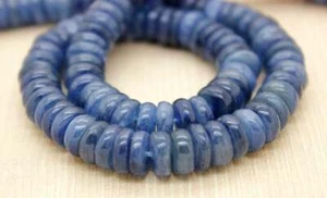 High Quality Natural Blue Kyanite Smooth Polished Rondelle Gemstone Beads - PG74 - Picture 1 of 3