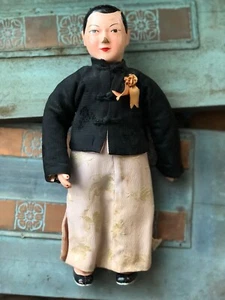 Beautiful Antique Chinese Doll with Original Embroidered Silk Clothing - 9.6” - Picture 1 of 19