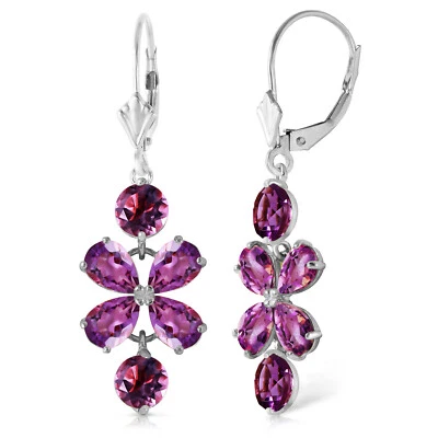 5.32 Carat 14K Solid White Gold Earthly Delight Amethyst Earrings - Image 1 of 4