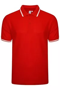 Mens Polo Shirt Short Sleeve Plain Tipping Collar Pique T Shirt Shirt Summer Top - Picture 1 of 27