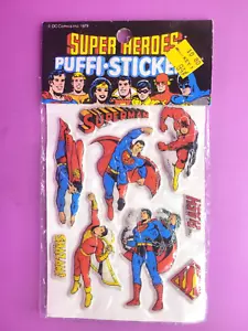 PEGATINAS PUFFI VINTAGE RARAS SUPERMAN FLASH SHAZAM SUPERHÉROES SELLADAS 1979 - Imagen 1 de 2
