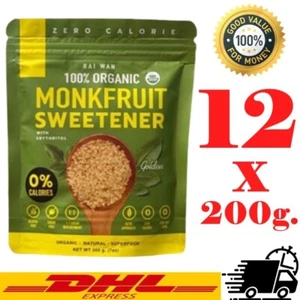 12 x 200 g. Raiwan 100% Organic Monkfruit Sweetener Vegan Keto 0% Calories DHL - Picture 1 of 12