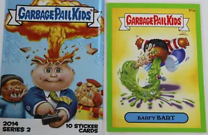 GARBAGE PAIL KIDS 2014 series 2 "GREEN" # 81a "Barfy BART" + 1 Wrapper - Picture 1 of 5