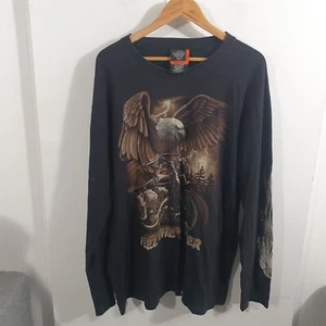 Rock Eagle Vintage Eagle Motorbike Long Sleeve Black TShirt Sz 2XL - Picture 1 of 5