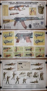 3 Authentic Soviet Military Propaganda KALASHNIKOV Modernized 7,62mm AKM Posters - Picture 1 of 7