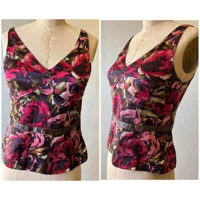 Blusa sin mangas de seda para mujer INC International Concepts 6P floral Foto 1 de 4