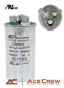 AceCrew Replacement Dual Run Capacitor 35/5 MFD, 35+5 uf 370 - 450 VAC HVAC - Picture 1 of 7