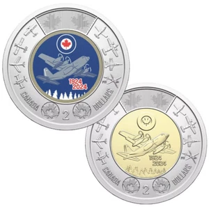 2024 Canada Toonie $2 RCAF 100th anniv Royal Cdn Air Force coloured - from roll - Picture 1 of 2