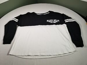 BLACK HILLS South Dakota Shirt Mens XL Long Sleeve Black White Spellout Te