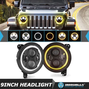 Par de faros LED de 9 pulgadas señal de giro alta-baja para Jeep Wrangler JL Gladiator JT - Imagen 1 de 12