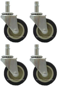 3D8PPGSET Set of 4, 3" Grip Ring Stem Swivel Caster, Poly Wheel, 110 lb Capacity - Picture 1 of 2
