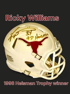 RICKY WILLIAMS  AUTOGRAPHED SIGNED TEXAS LONGHORNS MINI HELMET wAPCOA - Picture 1 of 7