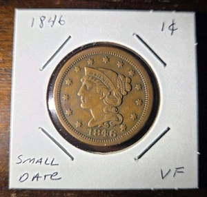 1846 kleines Datum geflochtenes Haar großer Cent ss - selten - geringe Auflage - Bild 1 von 2