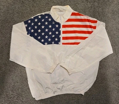 Vintage Surf Style Windbreaker Pullover American Flag Adult One Size USA 90s - Image 1 of 4