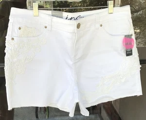 Pantalones Cortos Denim INC Talla 16 Crochet Encaje Blanco $59 Nuevos con Etiquetas International Concept F7 - Imagen 1 de 10