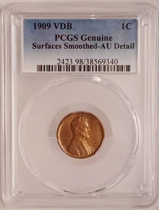 1909 VDB Lincoln Cent PCGS AU Details Smoothed - Picture 1 of 5