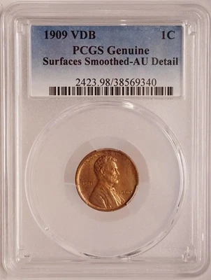 1909 VDB Lincoln Cent PCGS AU Details Smoothed - Image 1 of 4