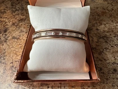 Michael Kors Gold Tone & Black Hinged Bangle Bracelet with Crystals and BOX - Image 1 of 4
