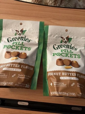2/paks Greenies Bolsillos para Pastillas, Sabor Mantequilla de Maní, Tamaño Cápsula Foto 1 de 4