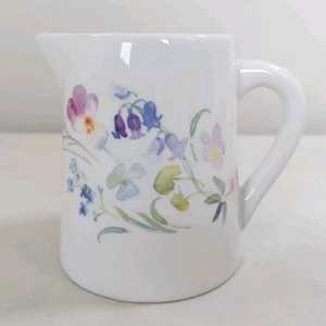 Decorative Jug White Ceramic With British Wild Flower Design 11.5cm Height - Picture 1 of 6