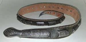 Cinturón Serpiente Víbora Calles Adelante Vintage Cuero Italiano y Metalistería Hecho en EE. UU. - Imagen 1 de 9