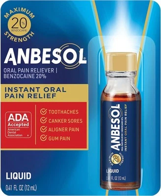 Anbesol Maximum Strength Gel, Instant Oral Pain Relief 0.41 Fl Oz (Pack of 1)