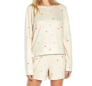 Wildfox Sweatshirt & Short Lounge Set Ivory Gr. L Neu mit Etikett - Bild 1 von 2