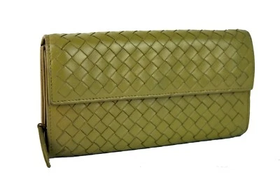 Cartera Cartera Larga Doble Plegable Cuero Mostaza Intrecciato Bottega Veneta Buena Italia Foto 1 de 4