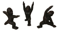 Set of 3 Sasquatch Yoga Bigfoot Figurines, by Wilcor