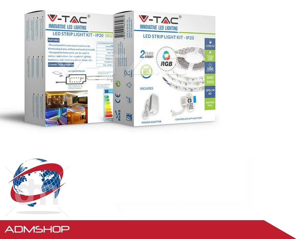 STRIP LED RGB STRISCIA LED RGB MULTICOLORE  60 LEDs IP20 10W 5 METRI - Immagine 1 di 1
