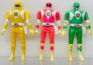 1993 Power Rangers Auto Morphin Pink Green Yellow Ranger LOT Bandai Flip Head - Picture 1 of 15