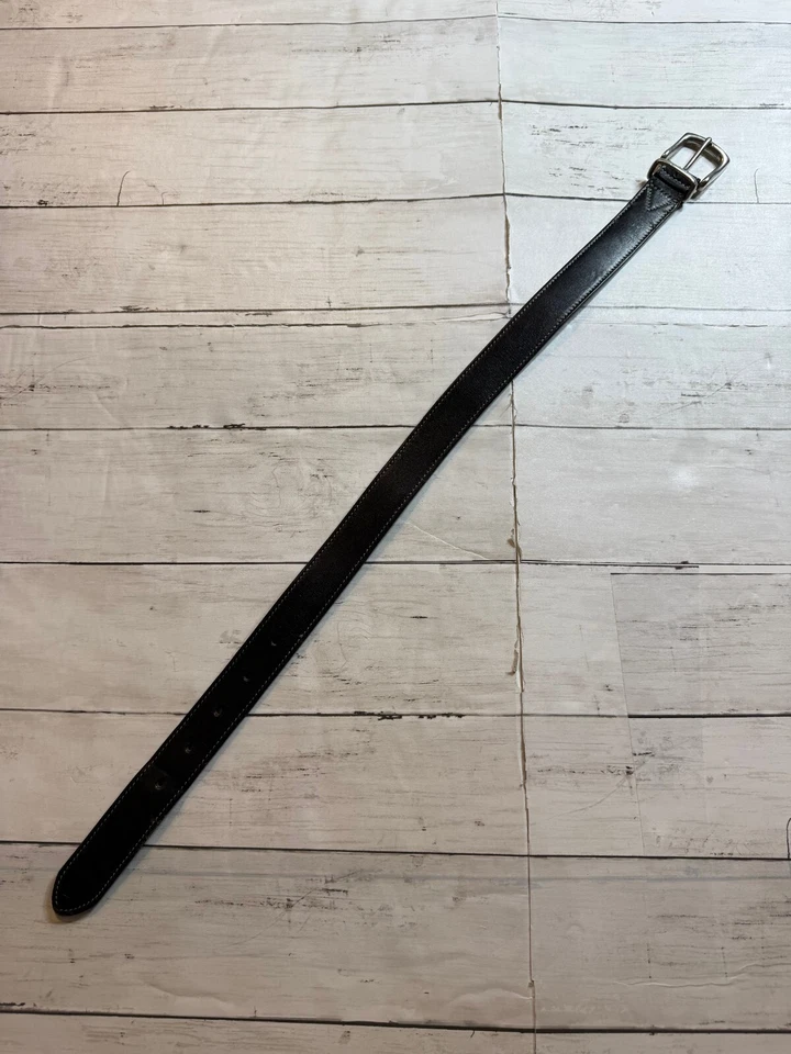 Unbranded Boys Black Comfy Leather Dress Belt Square Silver Buckle 20-21 Inches. - Image 1 of 4