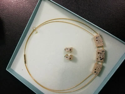 Set Pierre Lang Halsreif Anhänger Collier RU 50 cm neu gold Ohrstecker rhodium - Bild 1 von 4