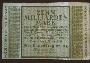 Notgeldscheine Bauhaus-Serie Weimar 10 Milliarden Mark Hochinflation 1923 - Bild 1 von 2