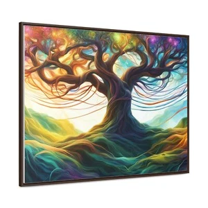 Enchanting Rainbow Magic Tree - Fantasy Wall Art Colorful Nature Illustration - Picture 1 of 25