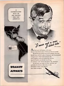 VINTAGE 1945 BRANIFF AIRWAYS PRINT AD - Picture 1 of 1