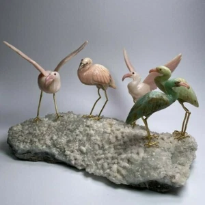 Flamenco Gran Nivel Piedra preciosa Grabado Escultura Grabado Pájaro de Piedra Tallada Piedra - Imagen 1 de 11