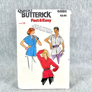 Butterick 6888 Loose Blouse w Front Gathers Misses Size 18 Sewing Pattern Easy - Picture 1 of 5