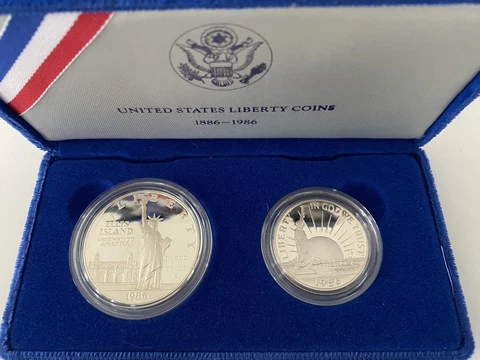 1986 United States Libert Coins Proof Set Dollar And Half Dollar Cover