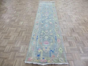 2'6 x 9'11 Läufer Handgeknüpft Grau Bunt Modern Oushak Orientteppich G15608 - Bild 1 von 13