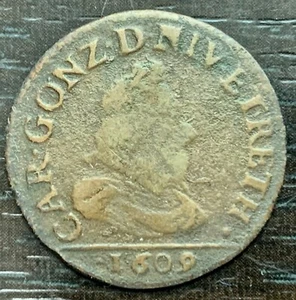 Ardennes - Principality of Arches - Charleville - Charles 1st Liard 1609 - Picture 1 of 2