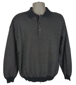 VTG~St.Croix Knits~Men L~Multicolor Cotton Bl L/S Polo Shirt Sweater~Made in USA - Picture 1 of 8