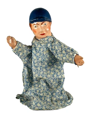 alte Handspielpuppe, "Seppl" vom Kaspertheater, Pappmaché, 20er/30er J. - Bild 1 von 4