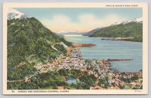 Aerial of Juneau and Gastineau Channel Alaska AK Postcard - Picture 1 of 2