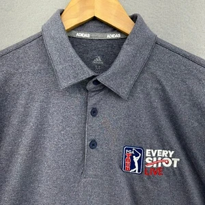 Adidas Golf Polo Shirt Every Shot Live TV Gray Performance Mens M Retro Preppy - Picture 1 of 9