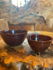 Set of 2 Vintage Marcrest Daisy Dot Oven Proof USA Stoneware Mixing Bowls - Picture 1 of 4