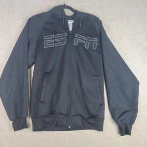 ESPN Mens Black Full Zip Bomber Jacket Vintage Size Small - Picture 1 of 9