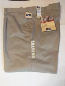 Dickers Big Tall einfache khaki klassische plissierte Herrenhose 50 x 30 - Bild 1 von 10